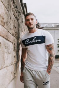 Carlson Classic T-shirt In White With Navy Panel