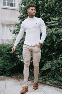 Carlson Premium Stretch Shirt White With Black Logo