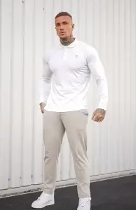Carlson Premium Stretch Long Sleeve Polo Shirt White